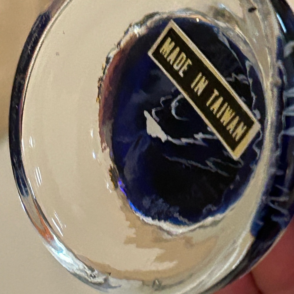 Vintage hand-blown glass perfume bottle, blue - Picture 4 of 4